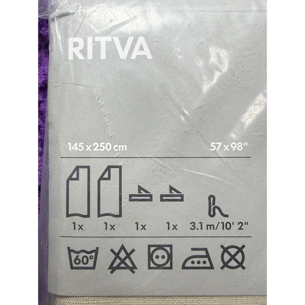 Ikea Ritva Curtain Panels‎ Beige Tab Top Tie Backs 57 x 98